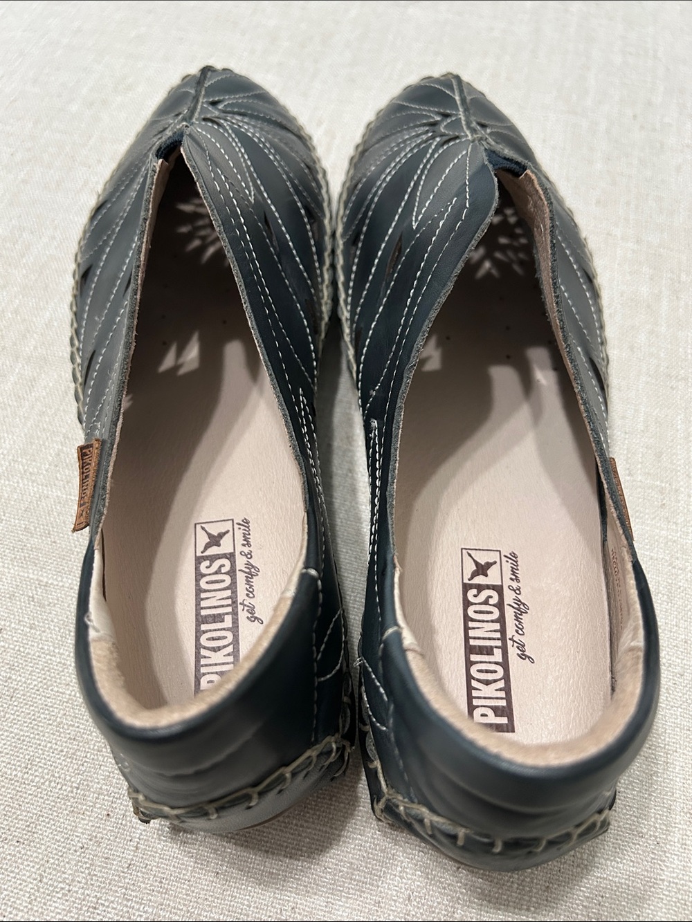 PIKOLINOS Jerez Skimmer Flat Women’s 40 Ocean Leather Cutout Floral Loafer - Picture 6 of 11